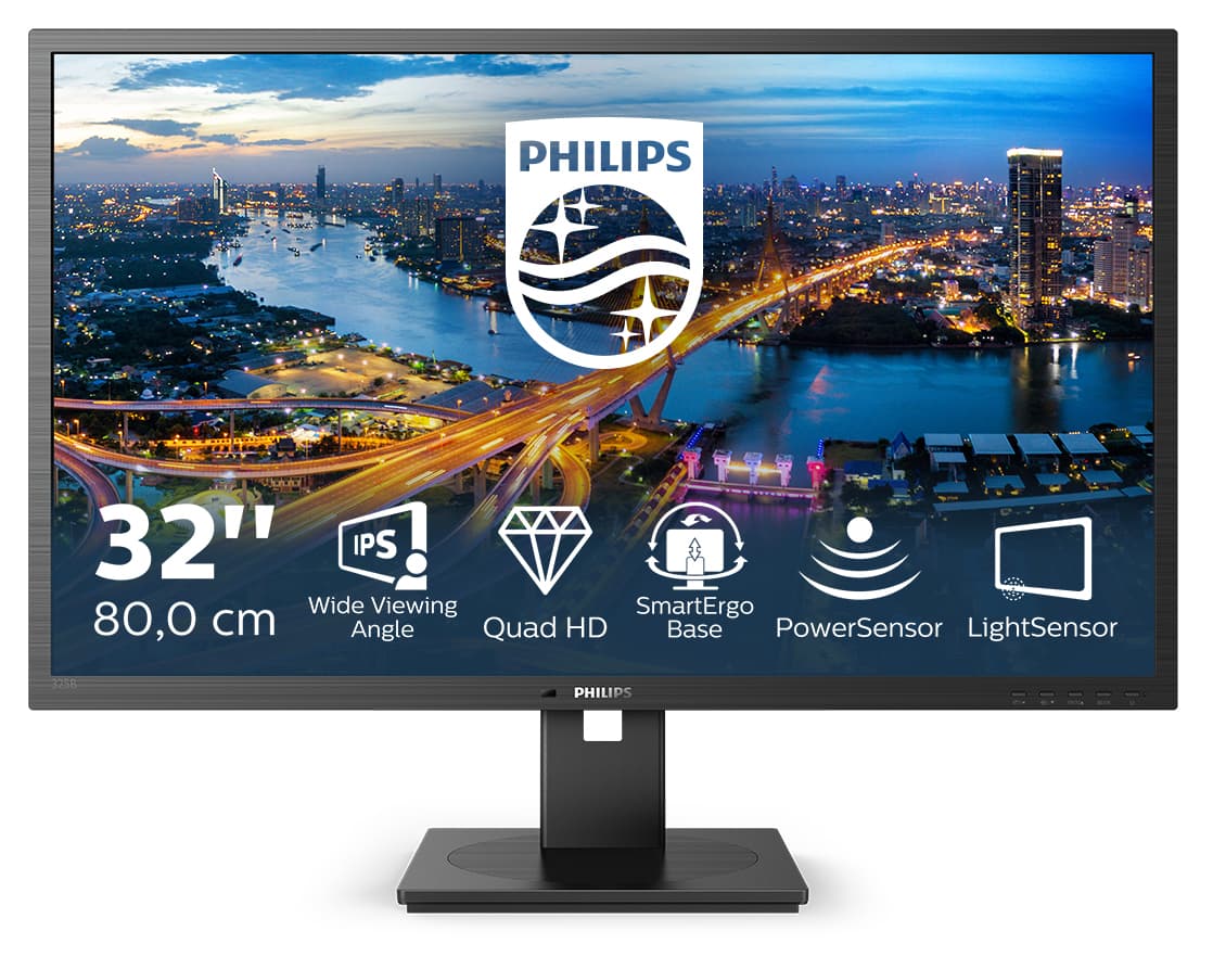 PHILIPS PHILIPS 325B1L/75 32" 16:9 1440p QHD IPS LCD,75HZ,4MS,HDMI(2) DP,USB(4), H/ADJ,SPKR,4YR 325B1L