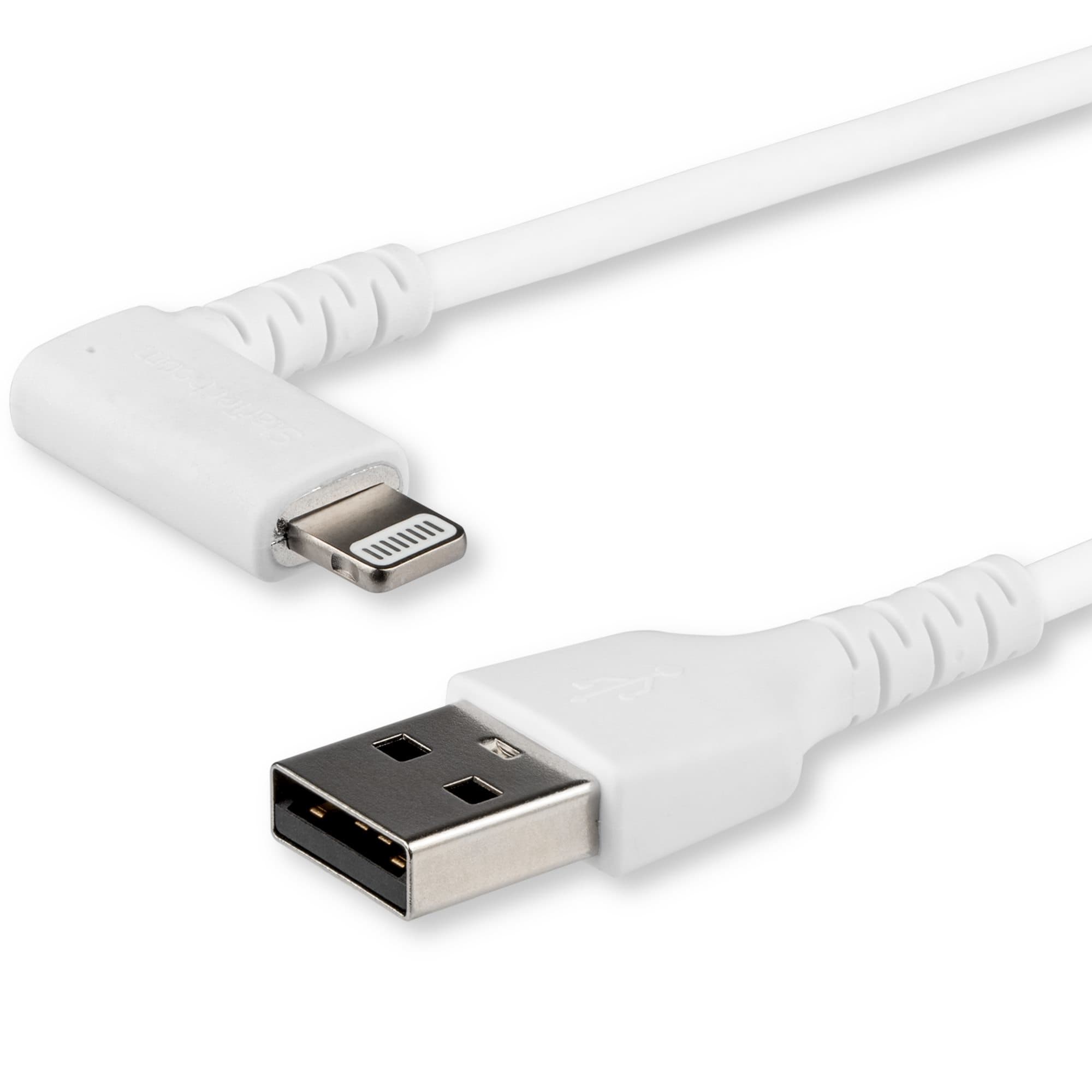 STARTECH STARTECH.COM 6FT (2M) DURABLE RIGHT ANGLED USB-A TO LIGHTNING CABLE - WHITE 2 YR RUSBLTMM2MWR