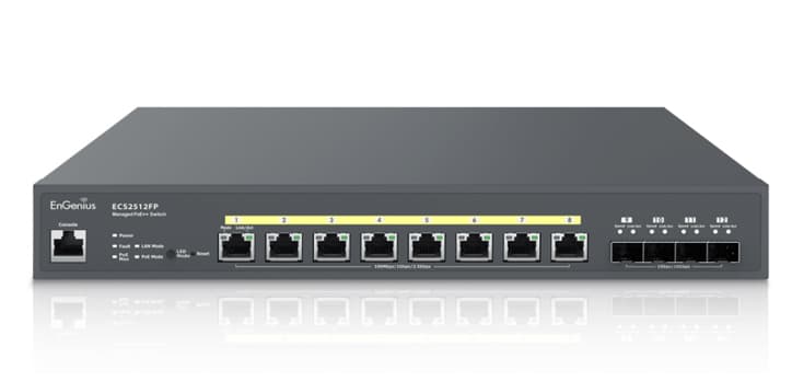 EnGenius EnGenius ECS2512FP Cloud Managed 802.3bt/at/af 240W 8 Port PoE 2.5Gbps Network Switch ECS2512FP